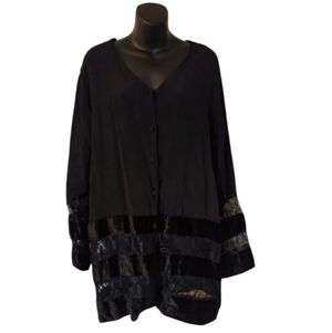 MSAS Black Button Up Top Size M NWT